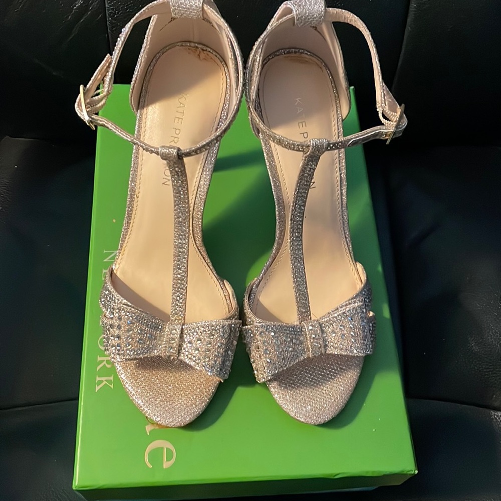 Kate Preston Heels 7.5 Gold Rhinestones